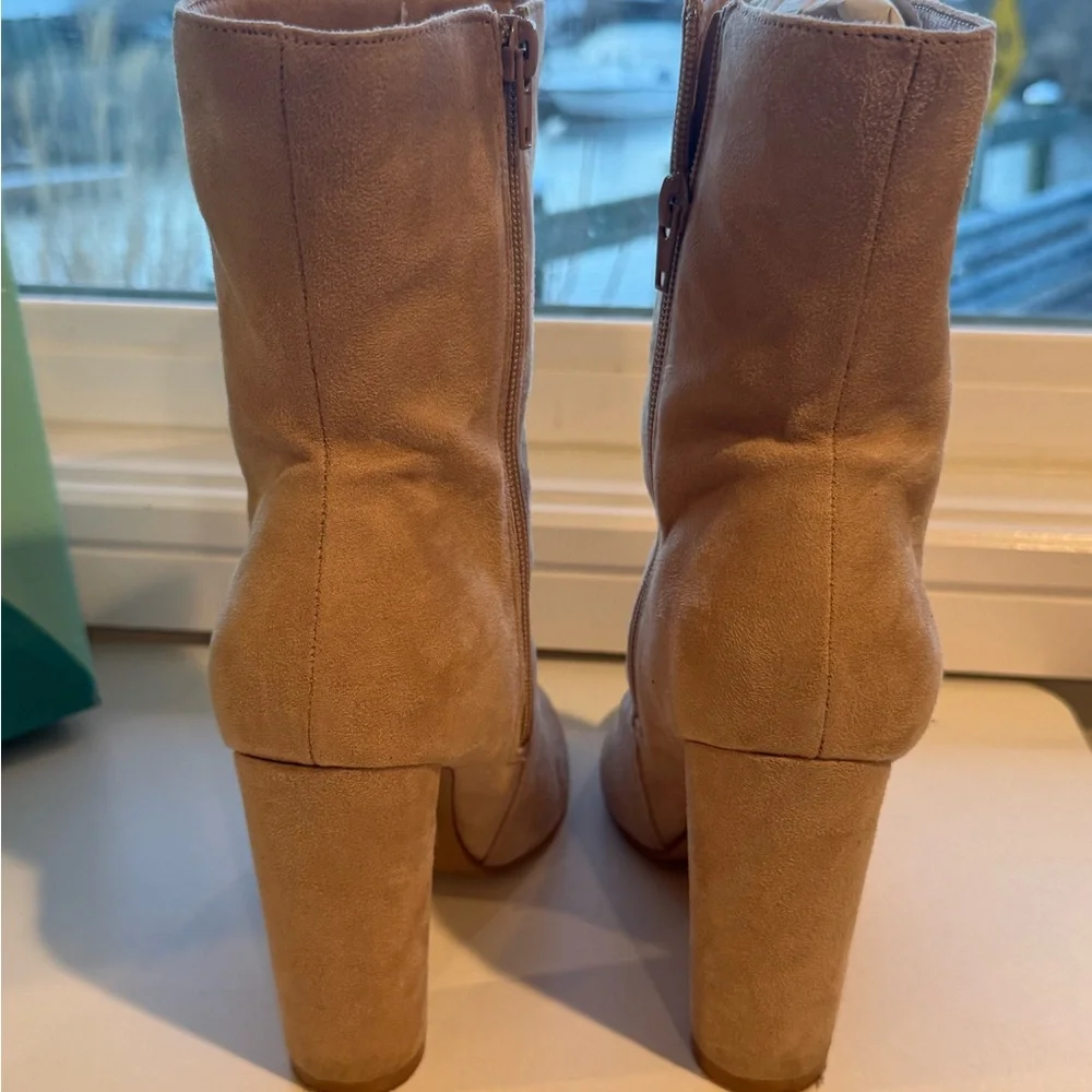 HRH Beige Suede High Heel Ankle Boots - Picture 3 of 5